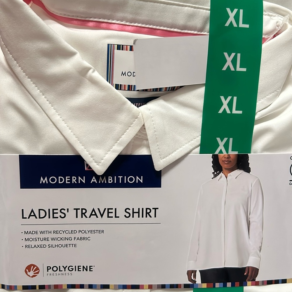 Modern Ambition ladies travel shirt long sleeves relaxed silhouette XL N…
